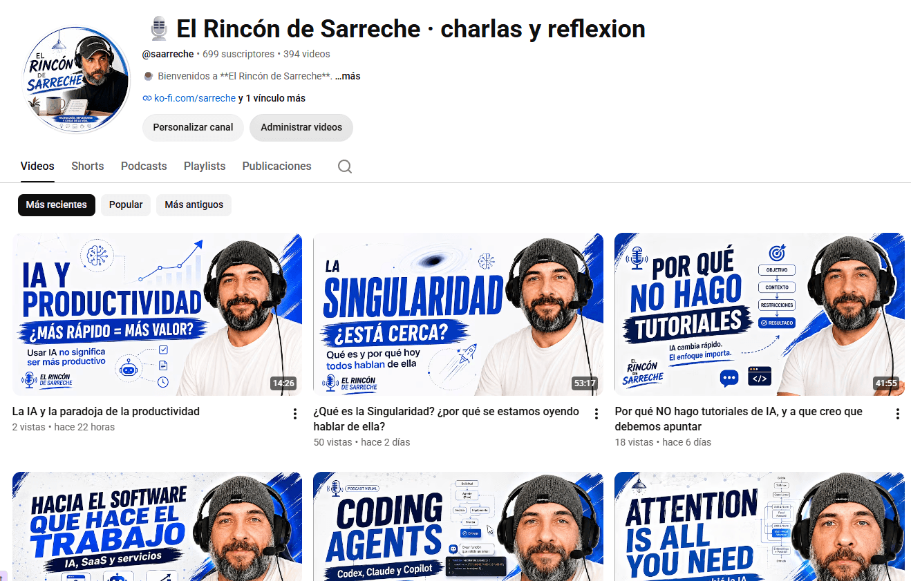 Canal de YouTube El Rincón de Sarreche